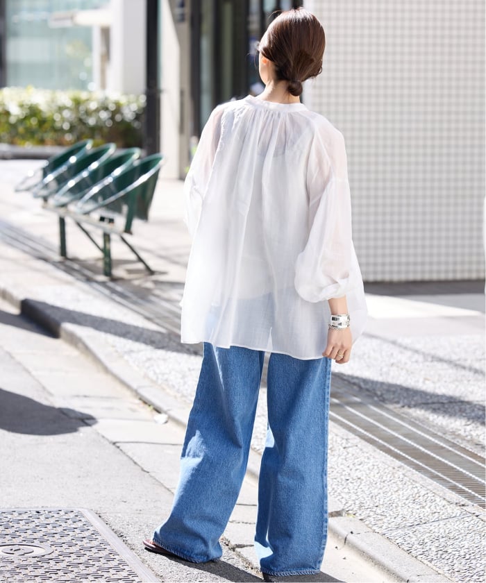SLOBE IENA ラミースキッパーシャツ　ホワイト　リネン スローブ イエナ SLOBE IENA 《追加》ラミースキッパーシャツ
