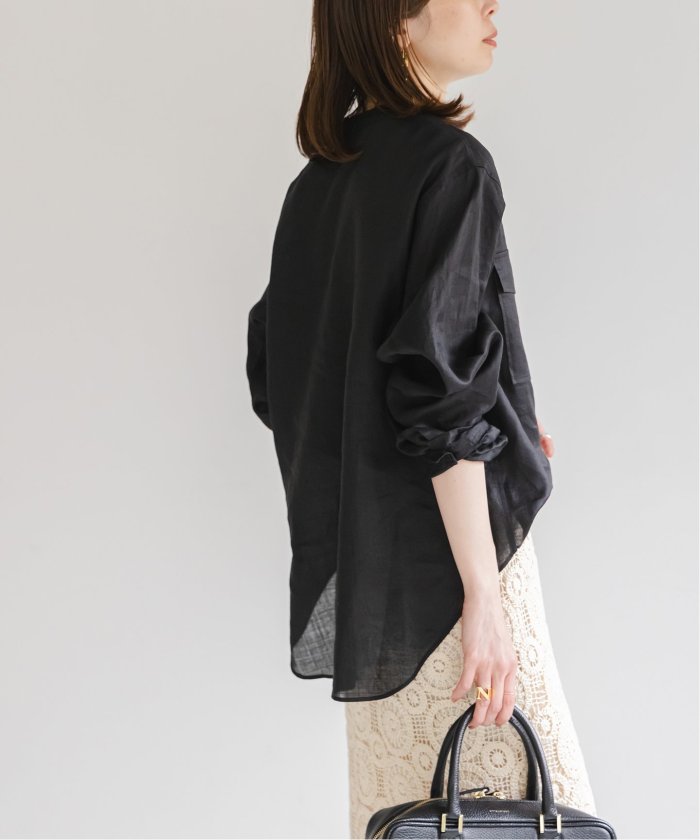 NOBLE【洗える】ラミーシアーVカラーシャツ グレー★新品 追加》【洗える】ラミーシアーVカラーシャツ（シャツ／ブラウス
