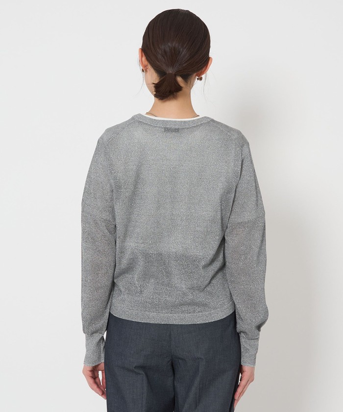 バーバリーブルーレーベル クルーネックニットカーディガングレー 38*ZC495 セール 40%OFF】グロッシーラメ クルーネック ニット