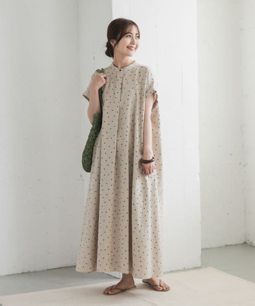 24SS アーバンリサーチドアーズ リネン ドット フレアワンピース 麻 M セール 30%OFF】リネンドットフレアワンピース(508033189
