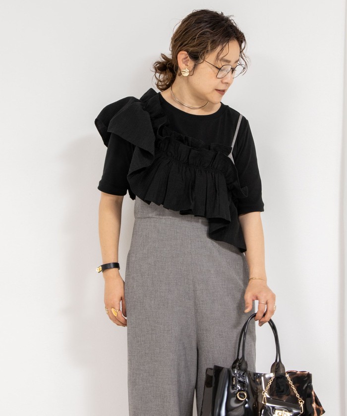 Nolley's☆RieMiller☆フリル付き3wayストレッチリブカットソー 追加】フリル付き3WAYストレッチリブカットソー（5-0037-2-03