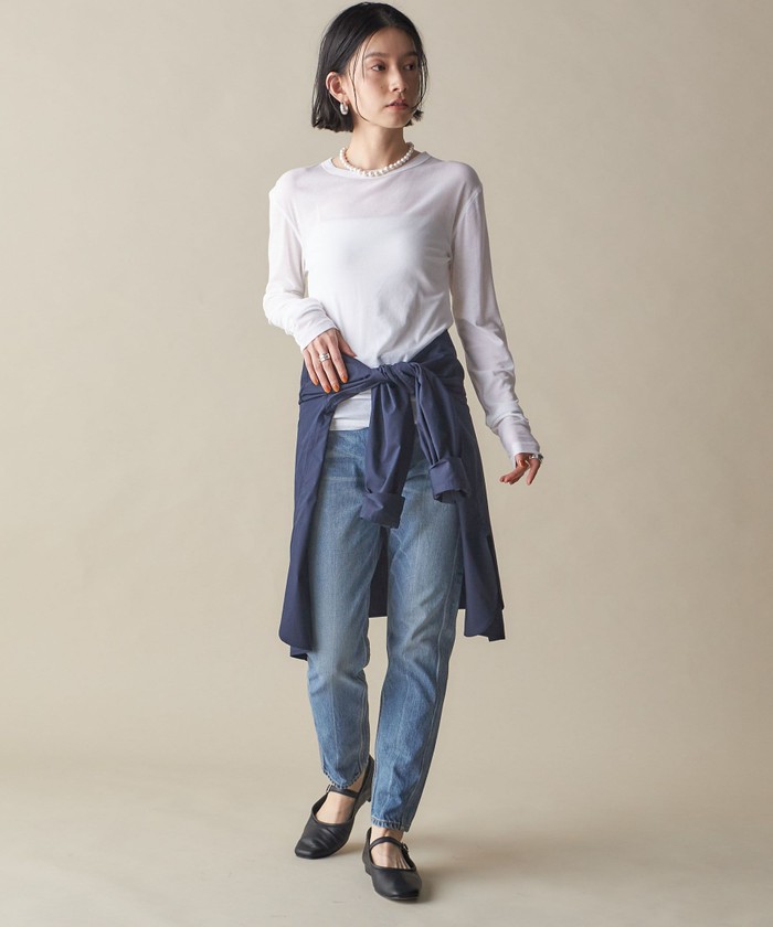 【シップス　ウィメン】NINE CASE:〈洗濯機可能〉ロゴ ロング スリーブ TEE セール】NINE CASE:〈洗濯機可能〉ロゴ ロング スリーブ TEE