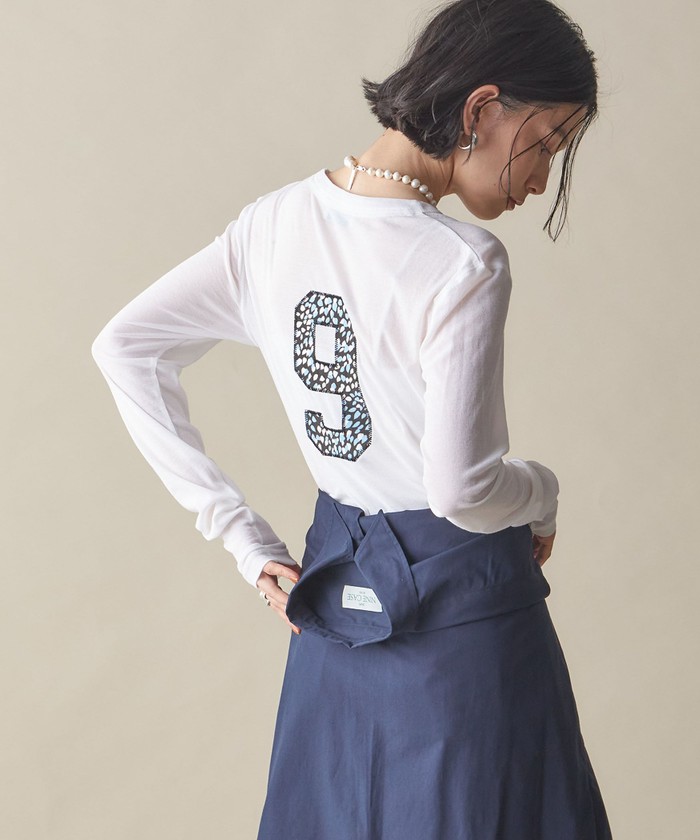 【シップス　ウィメン】NINE CASE:〈洗濯機可能〉ロゴ ロング スリーブ TEE セール】NINE CASE:〈洗濯機可能〉ロゴ ロング スリーブ TEE（T