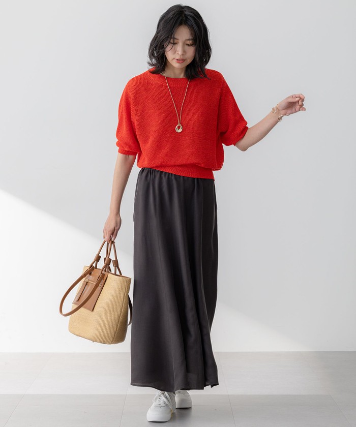 25SS／極美品 23区 ピュアリネン パフスリーブ ニット 杏さん着用 38 セール 30%OFF】【杏さん着用】ピュアリネン パフスリーブ
