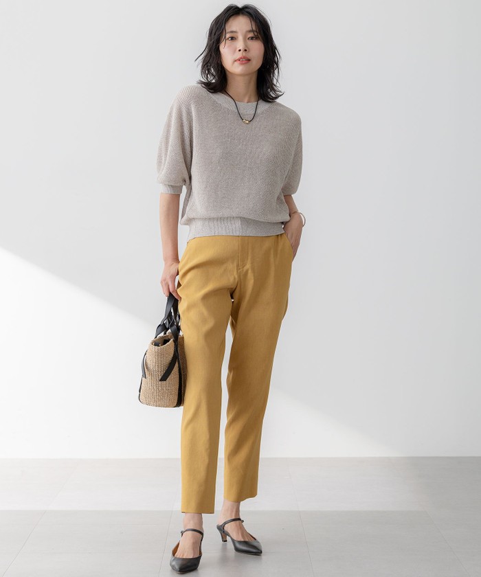 25SS／極美品 23区 ピュアリネン パフスリーブ ニット 杏さん着用 38 セール 30%OFF】【杏さん着用】ピュアリネン パフスリーブ