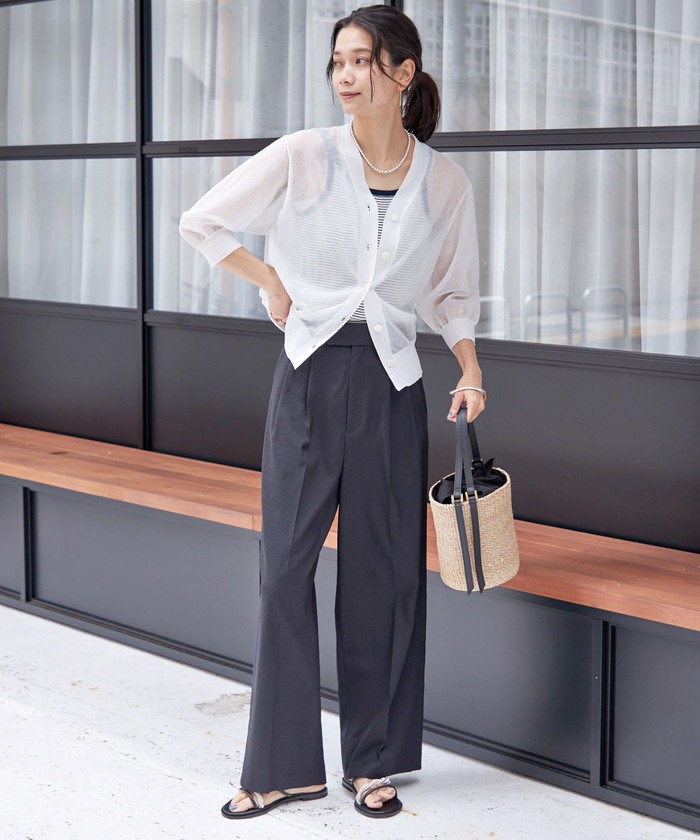 セール 30%OFF】〈手洗い可能〉ラミー混 シアー カーディガン