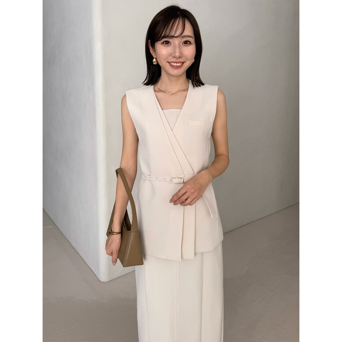 未使用 アニュアンス ロングジレ ダブル ワンピース 羽織り