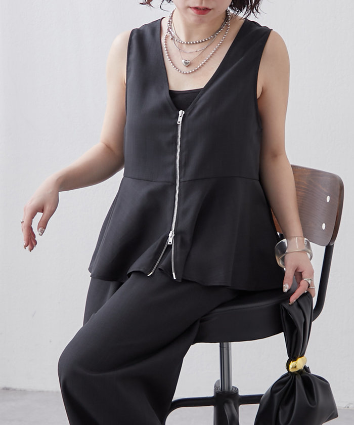黒 ベスト ワイドパンツ 上下セット 黒 ベスト ワイドパンツ 上下セット