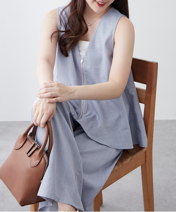 セール】【新色追加！】【SET UP商品】前ZIPペプラムベスト
