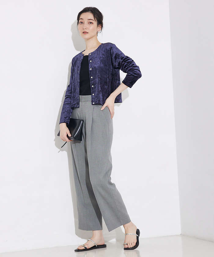 セール 30%OFF】トリコットベロアショートカーデ(508042147