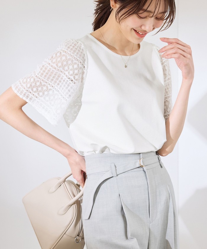 UVカット・接触冷感】Cutee レースドッキングフレアスリーブ