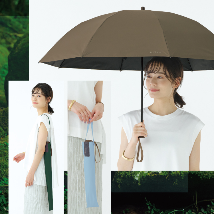 si_chaaaan 完全遮光　撥水加工　大人サイズ　クールネックガードなし Wpc. 傘 長傘 SiNCA シンカ LONG 60 日傘 晴雨兼用 長日傘 完全