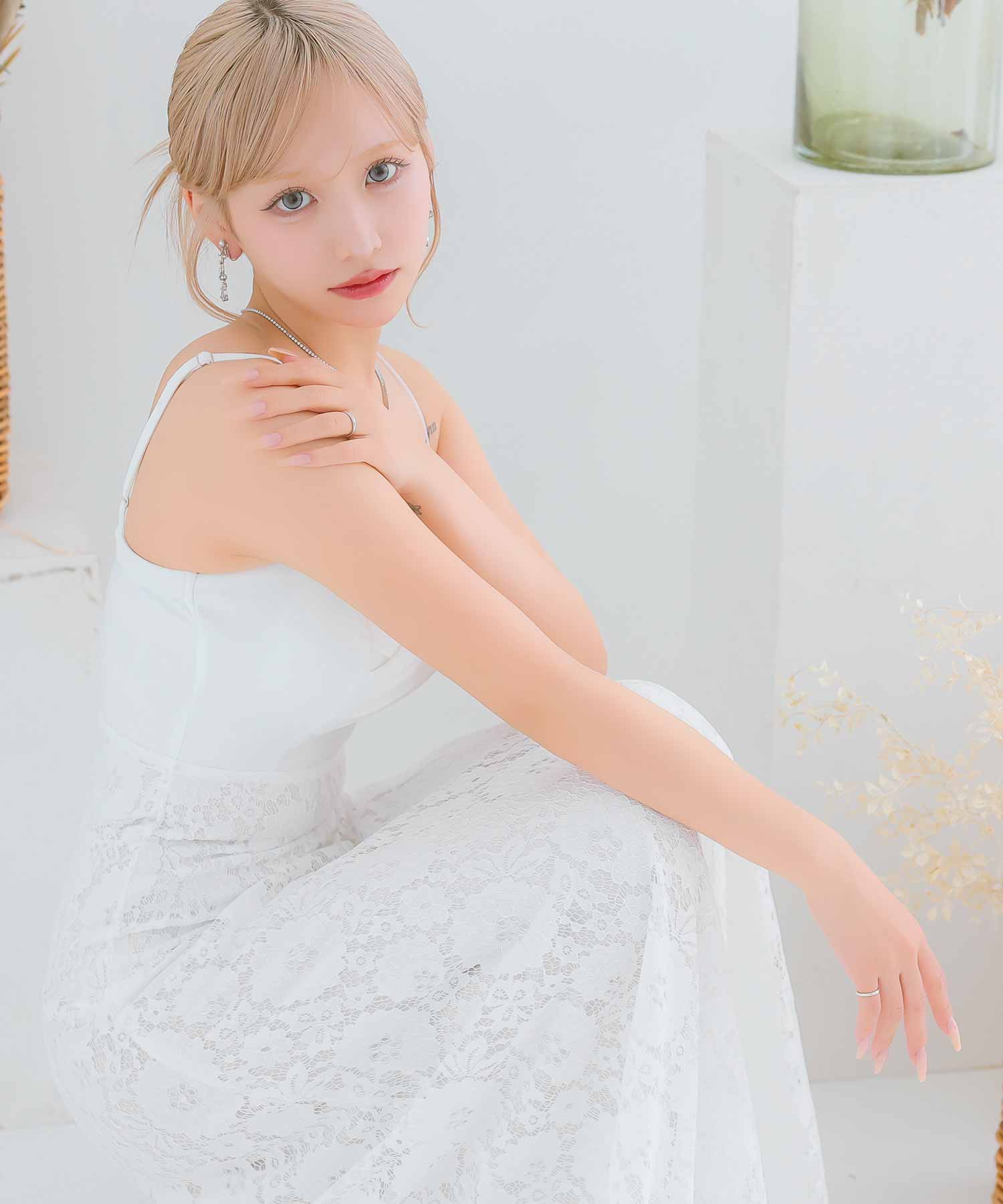 ティカ Tika キャバドレス キャミソールクロスギャザー切り替え