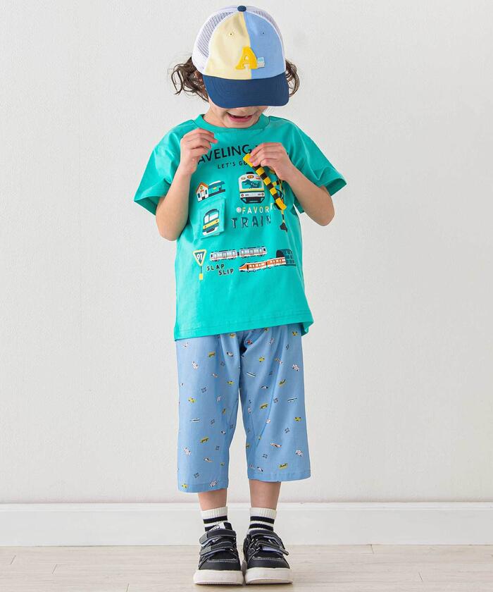 クーポン】電車がいっぱい踏切カンカンTシャツ(80~120cm
