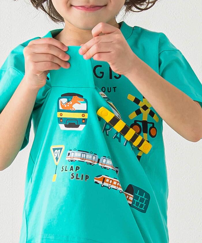 クーポン】電車がいっぱい踏切カンカンTシャツ(80~120cm