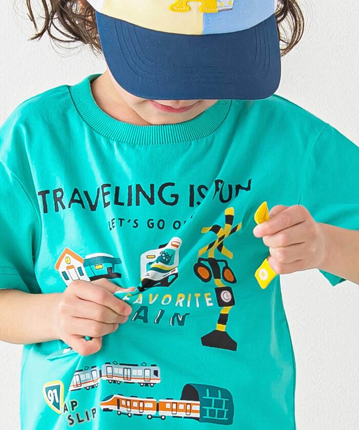 クーポン】電車がいっぱい踏切カンカンTシャツ(80~120cm