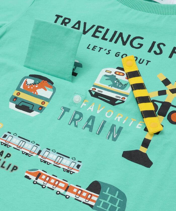 クーポン】【セール50%OFF】電車がいっぱい踏切カンカンTシャツ