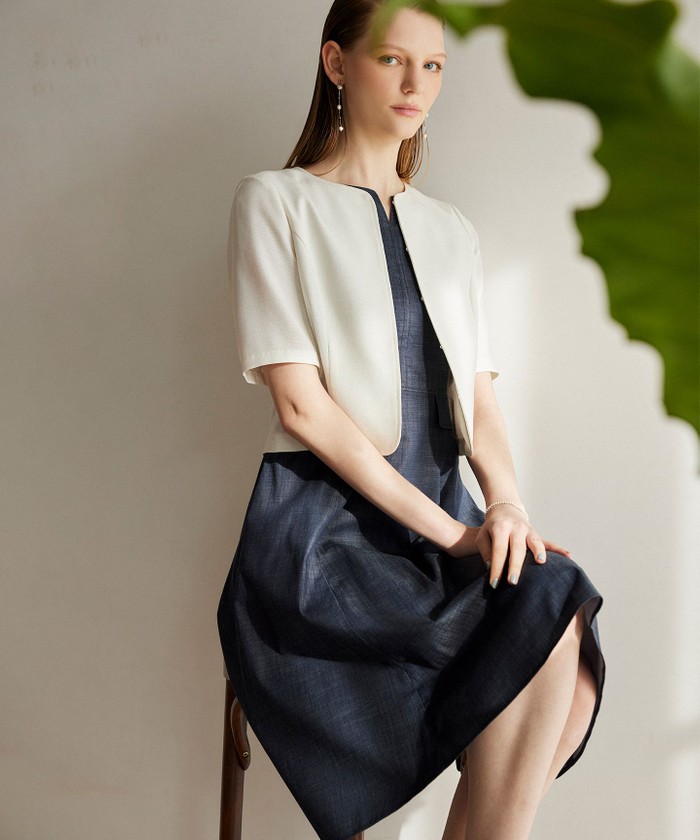 美品 TOCCA トッカ LIR リル ジャケット ノーカラー コットン 洗える 美品 TOCCA トッカ LIR リル ジャケット ノーカラー コットン 洗える