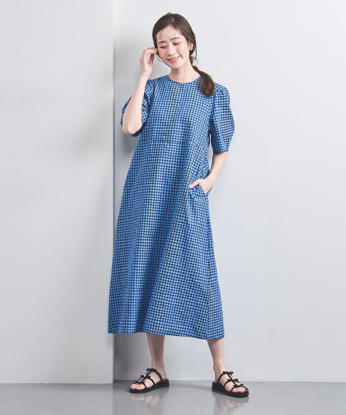 セール50%OFF】オープン バックリボン チェックワンピース