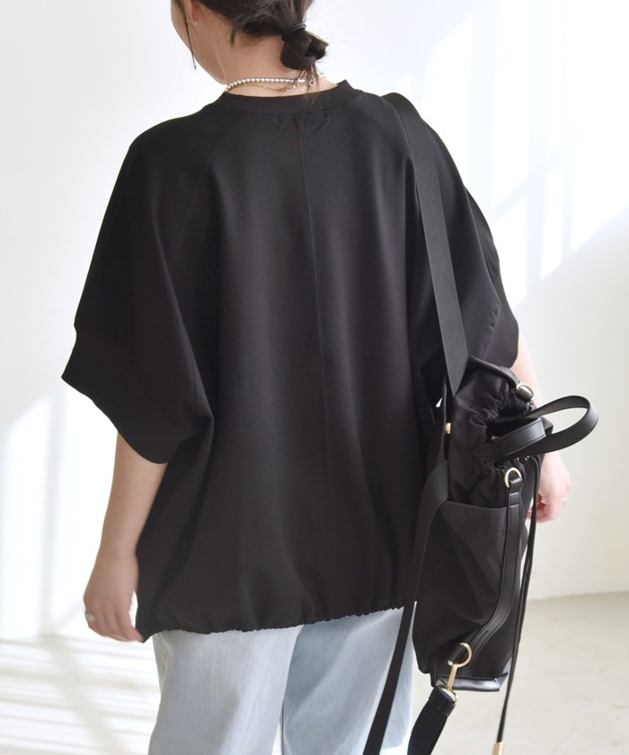 quaranciel:〈洗濯機可能〉ライト ポンチ ハーフスリーブ ドロスト ルーズ TEE quaranciel:〈洗濯機可能〉ライト ポンチ ハーフスリーブ