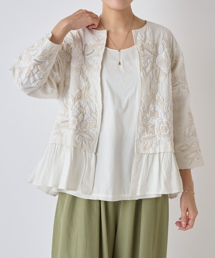 美品 BEARDSLEY ナイロンフリルハオリ BEARDSLEY｜ハンド刺繍裾フリル羽織 | Rakuten Fashion(楽天