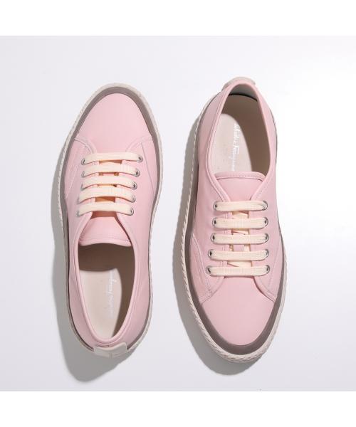 未使用 フェラガモ NADINE スニーカー 6 ピンク レザー 未使用 フェラガモ NADINE スニーカー 6 ピンク レザー