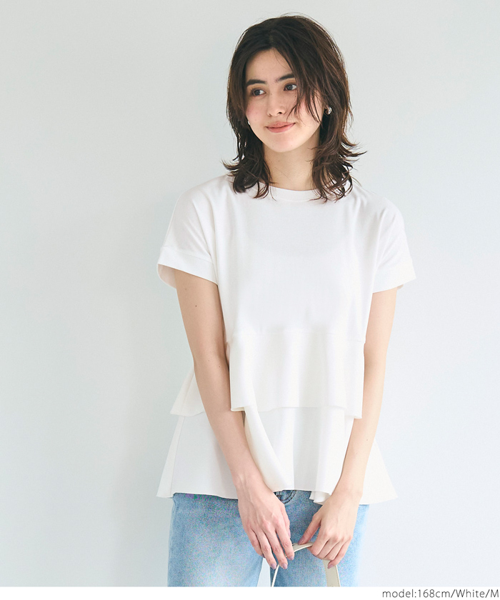 コカ coca 異素材切り替え2段フリルTシャツ(506030624) | コカ