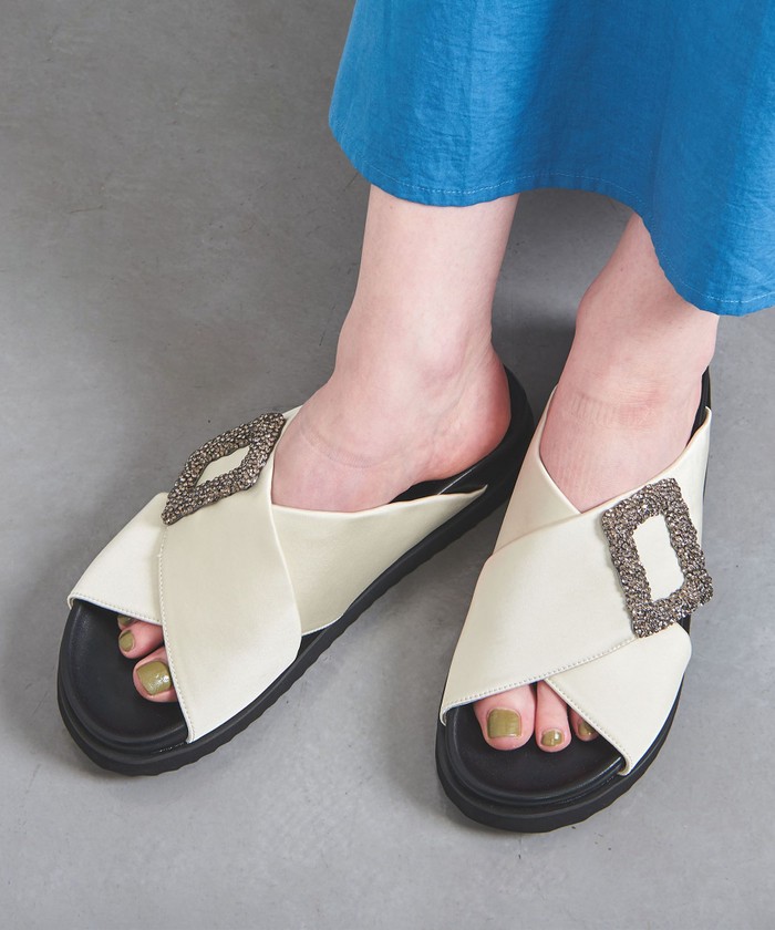 【美品】〈SY〉クロスビジュー サンダル30 ユナイテッドアローズ SY＞クロスビジュー サンダル30○