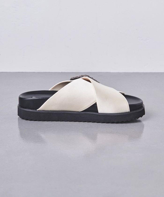 UNITED ARROWS サテンビジューサンダル セール】サテン ビジュー クロス サンダル(508075694