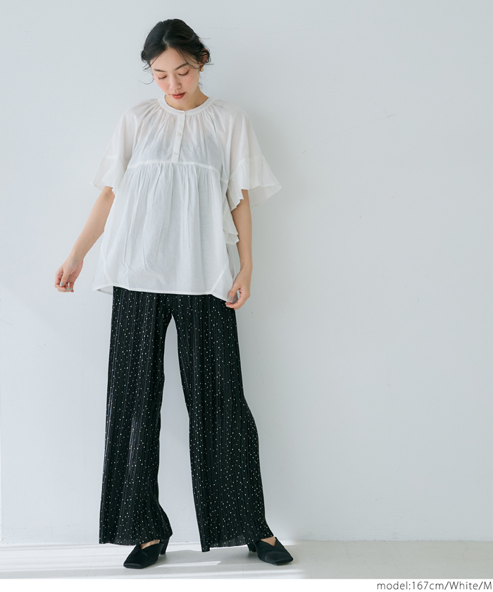 クーポン】【セール15%OFF】コカ coca ガーゼ袖フリルブラウス