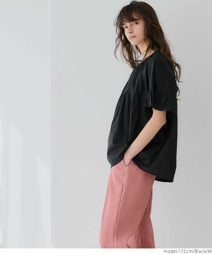 クーポン】【セール15%OFF】コカ coca ガーゼ袖フリルブラウス