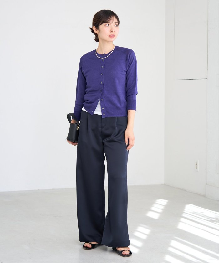 セール 30%OFF】フレンチリネン7分袖カーディガン(508036835