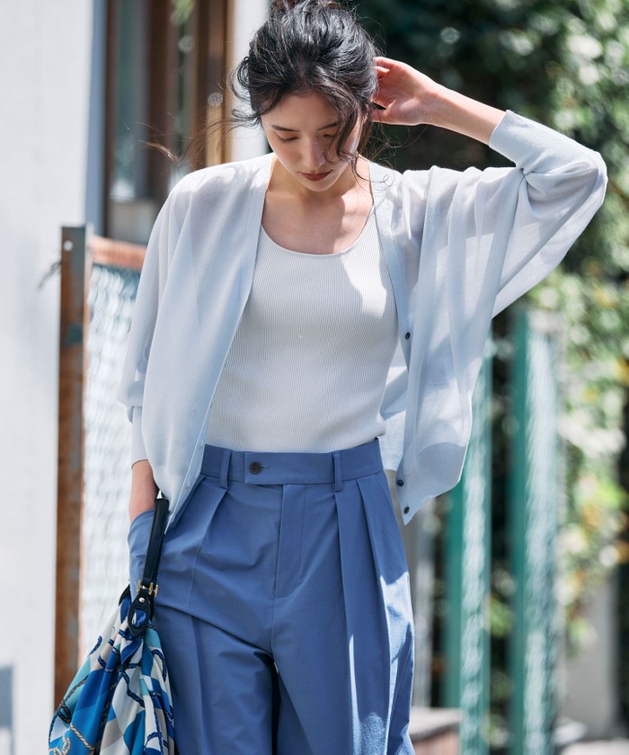 大きいサイズ✨23区 シャイニーシアードルマンスリーブカーディガン 44 2XL 杏さん着用】シャイニーシアー ドルマンスリーブ カーディガン