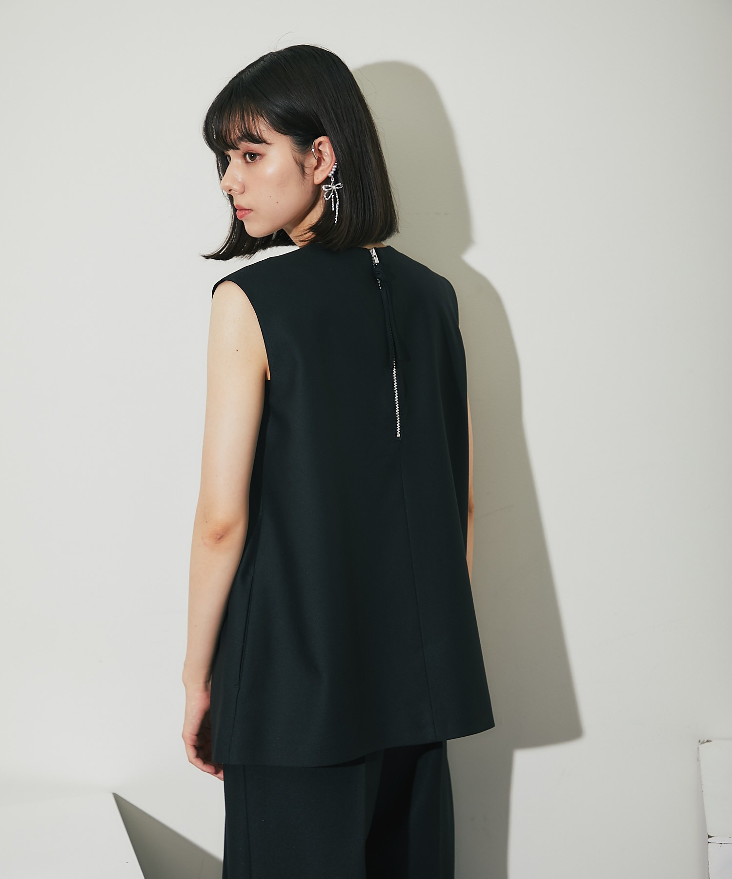 SMILE ORCHID レザー風ロングスカート スリット　ブラック SMILE ORCHID スカート フロントスリットレザースカート
