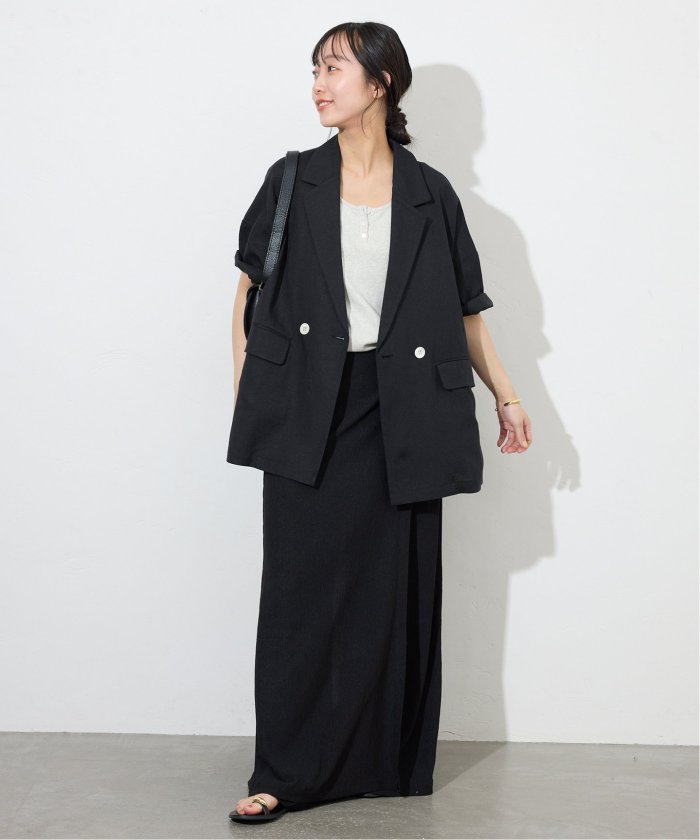 【1度着用のみ美品】 イエナ リネン混ハーフスリーブジャケット ノーカラー 1度着用のみ美品】 イエナ リネン混ハーフスリーブジャケット