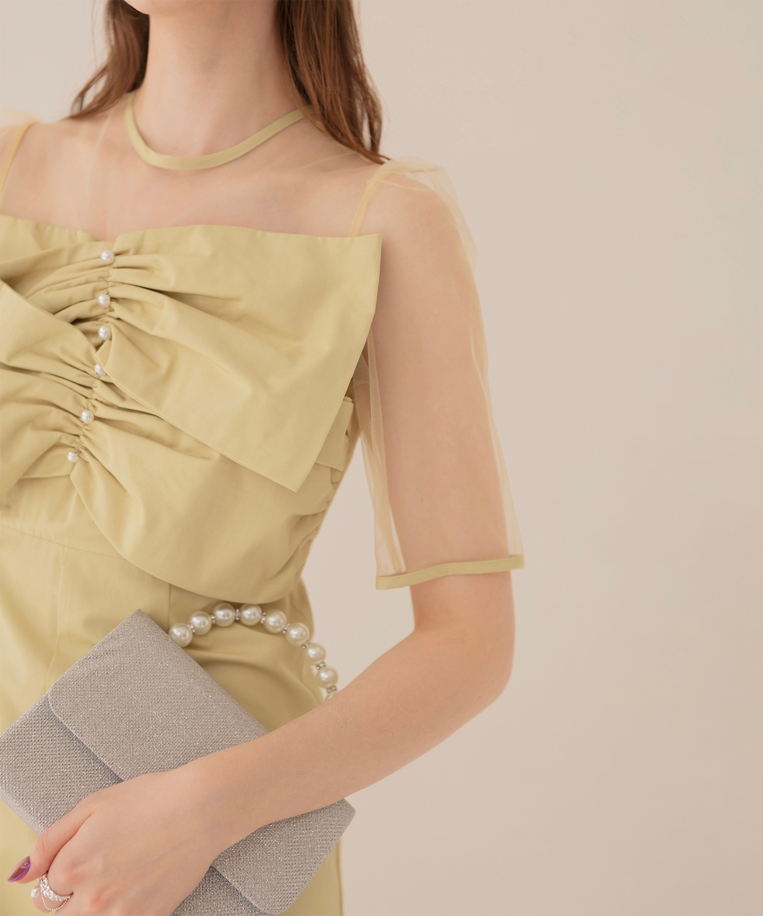 セール】レジャ Leja フロントプリーツシアースリーブIライン セール】レジャ Leja フロントプリーツシアースリーブIライン