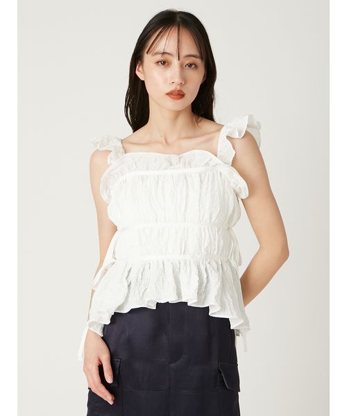 フレイアイディー　ペプラム　バルーン袖　ブラウス Amazon | [フレイ アイディー] シアーフリルペプラムブラウス