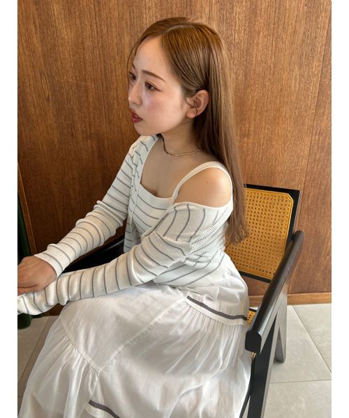 セール】クロップドVネックリブカーディガン／UVカット