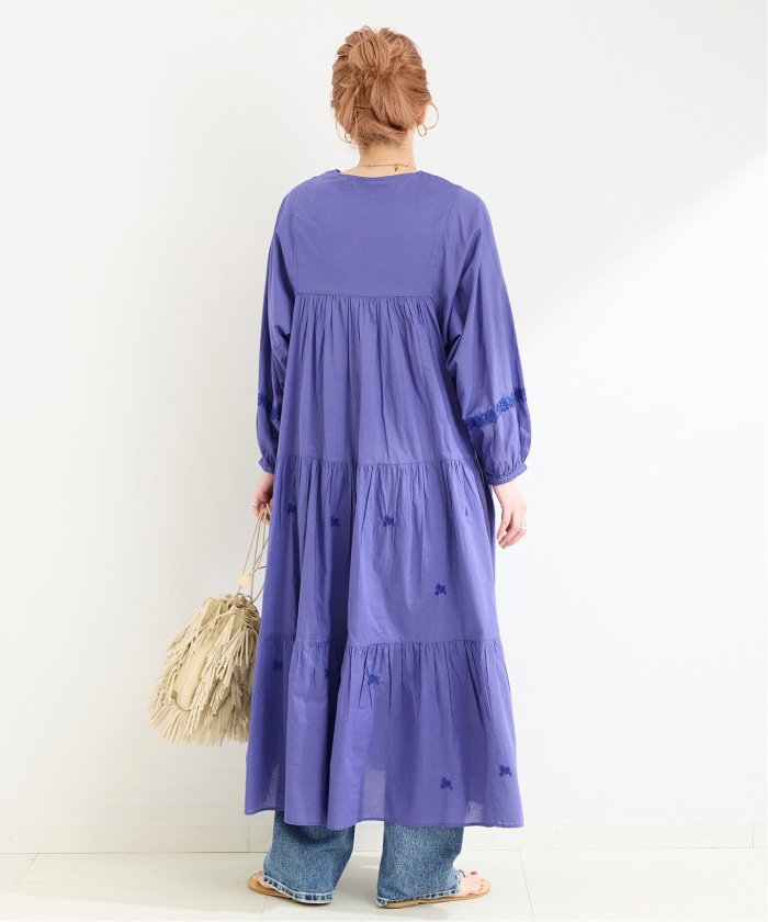 未使用☆Fanaka 刺繍デザインワンピース Vネック　プルオーバー 七分袖 7分袖Vネックワンピース – ao daikanyama
