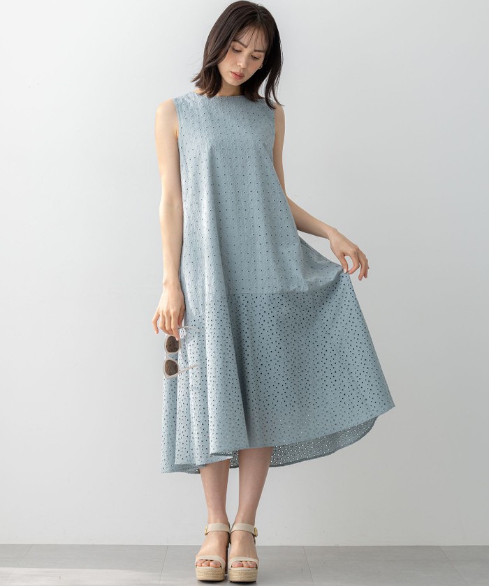 WEB限定】エンブロイダリーレースノースリーブ ワンピース