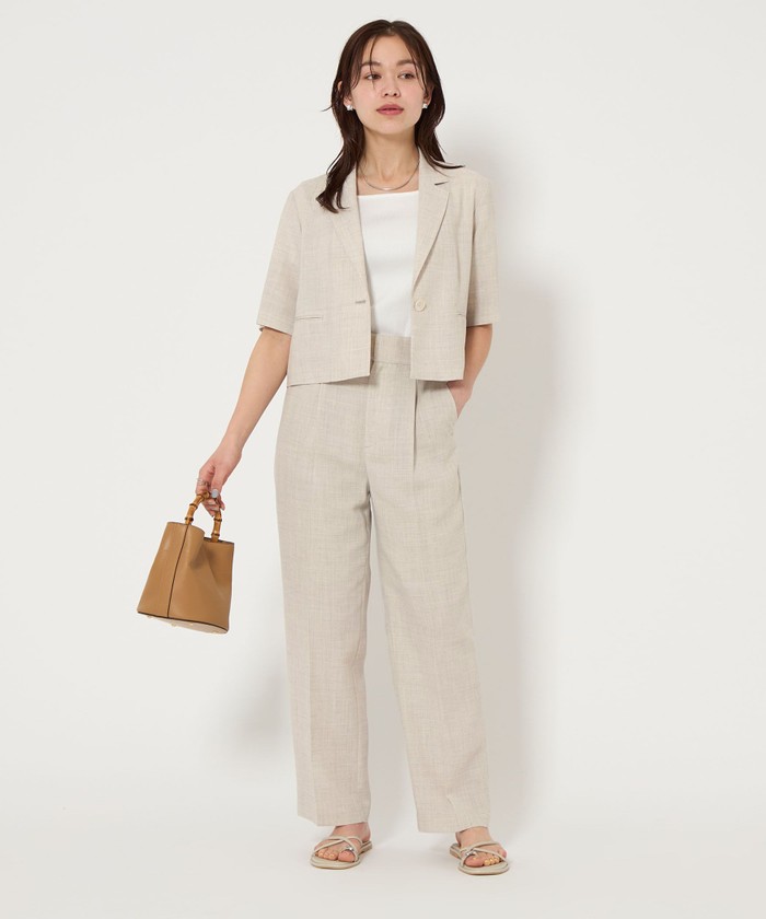 グリーンレーベルリラクシング　リネンレーヨンサイドスリットジャケット　麻混　38 green label relaxing（グリーンレーベルリラクシング）の
