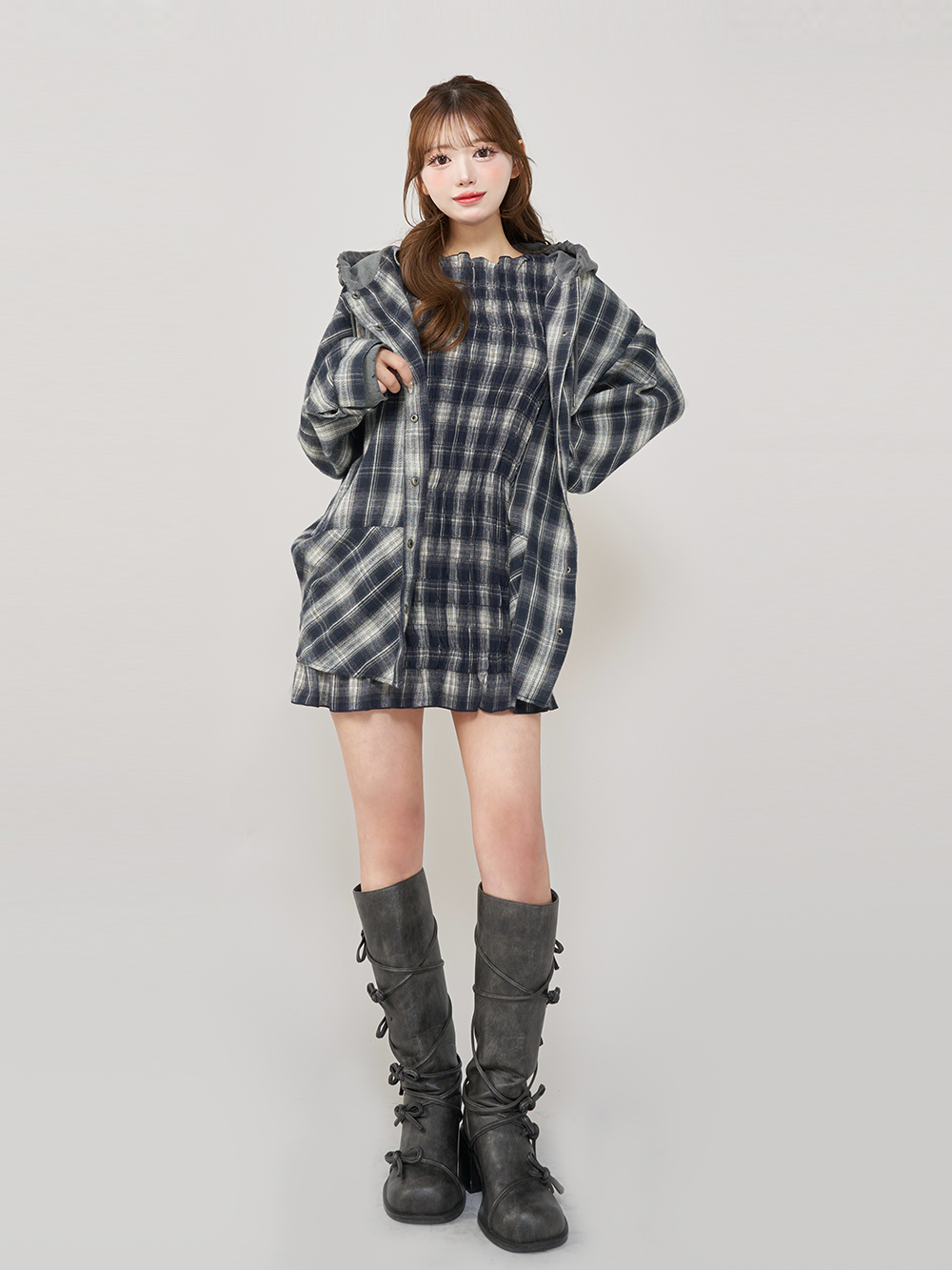 Darich ドッキングルーズシャツ フードドッキングチェックルーズシャツ – Darich (ダーリッチ)