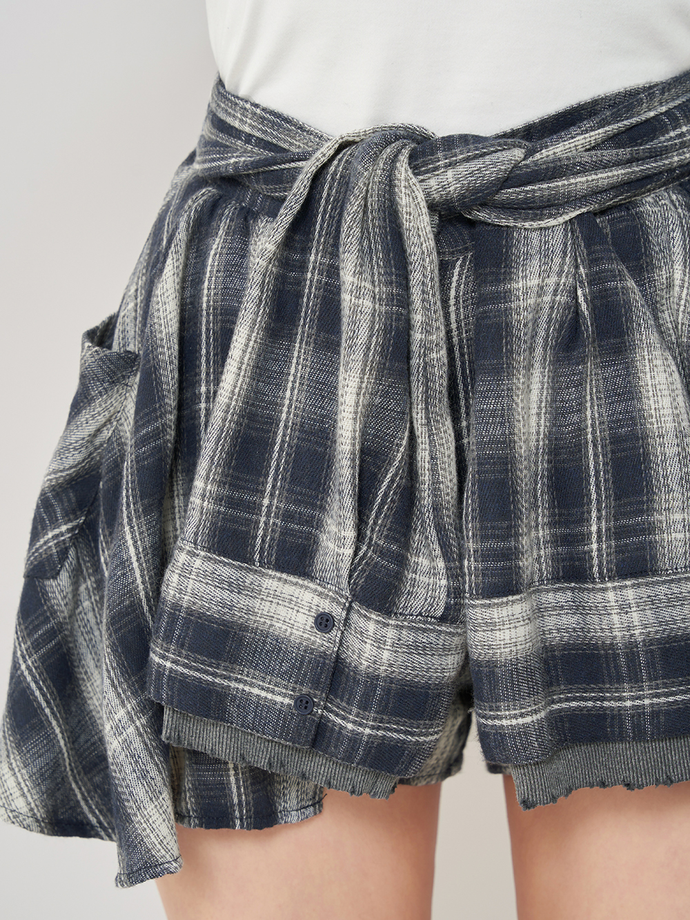 Darich レイヤードチェックショートパンツ FREEサイズ　ネイビー Darich ダーリッチ レイヤードチェックショートパンツ ネイビー