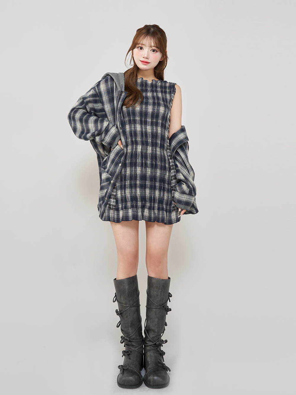 ダーリッチ Darich チェックコンビミニワンピース(508104965