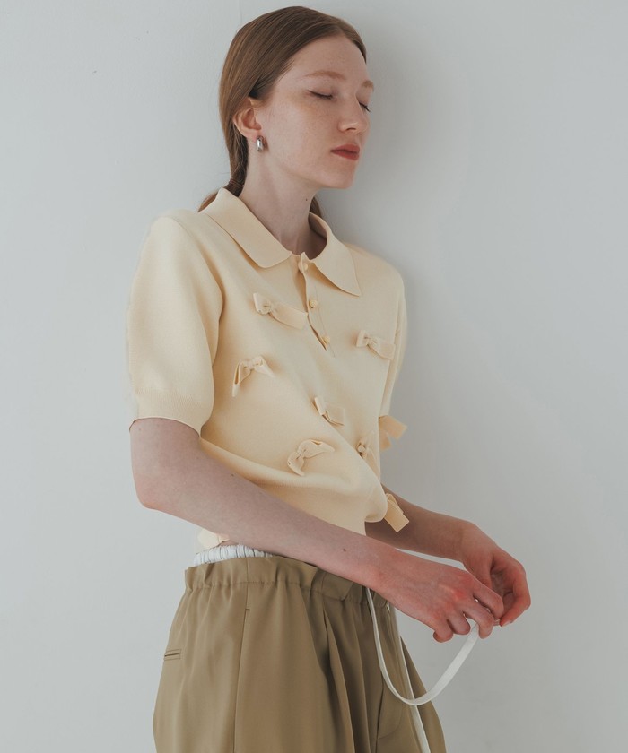 セール 30%OFF】リボンポロニット(508105057) | アダム エ ロペ