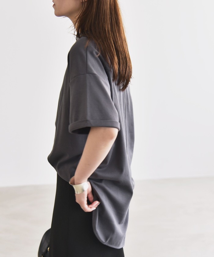 tシャツ quaranciel:「接触冷感/汗染み防止/洗濯機可能」スリット ルーズ チュニック TEE レディース quaranciel:〈接触冷感/汗染み防止/洗濯機可能〉スリット ルーズ