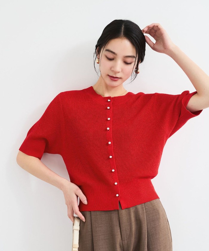 セール40%OFF】【WEB限定】多釦ハーフスリーブサマーニット