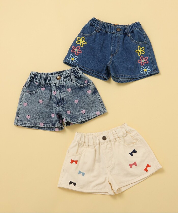 刺繍デニムショートパンツ ショート丈(507715560) | ブリーズ 刺繍デニムショートパンツ ショート丈(507715560) | ブリーズ