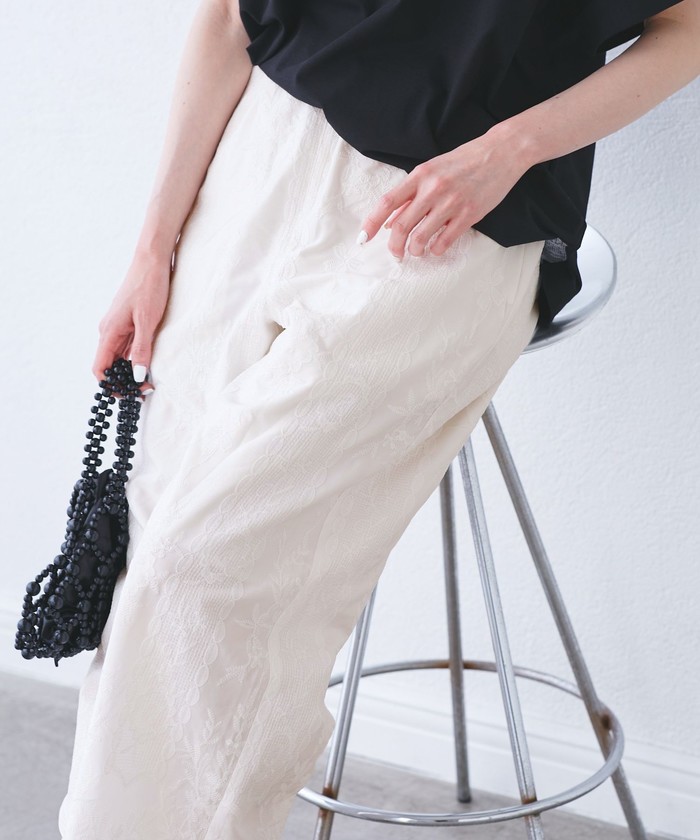 刺繍イージーワイドパンツ(508119647) | ロペピクニック(ROPE