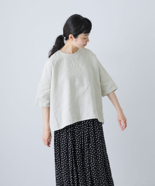かぐれリネンクルーネックハーフスリーブ新品未使用 リネンクルーネックハーフスリーブ(508120273) | かぐれ(KAGURE